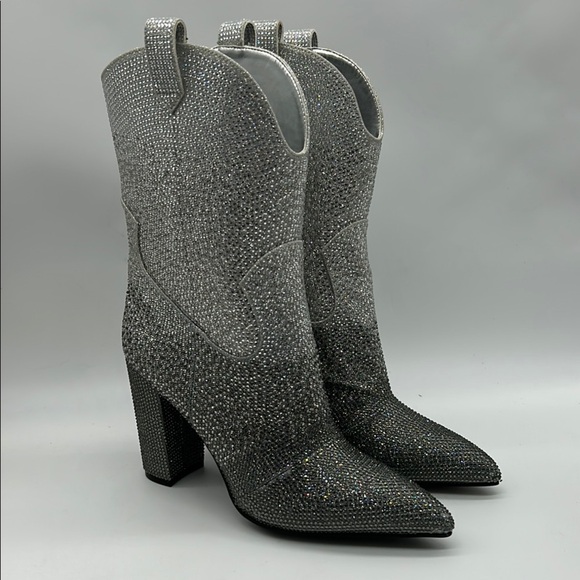 Daniel x Diamond Johnny Guitar Glitter Cowboy Boots Sz 6.5 NWT Box & Dust Bag - Picture 1 of 11